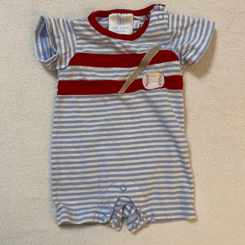 Little English Appliqué Baseball Romper
